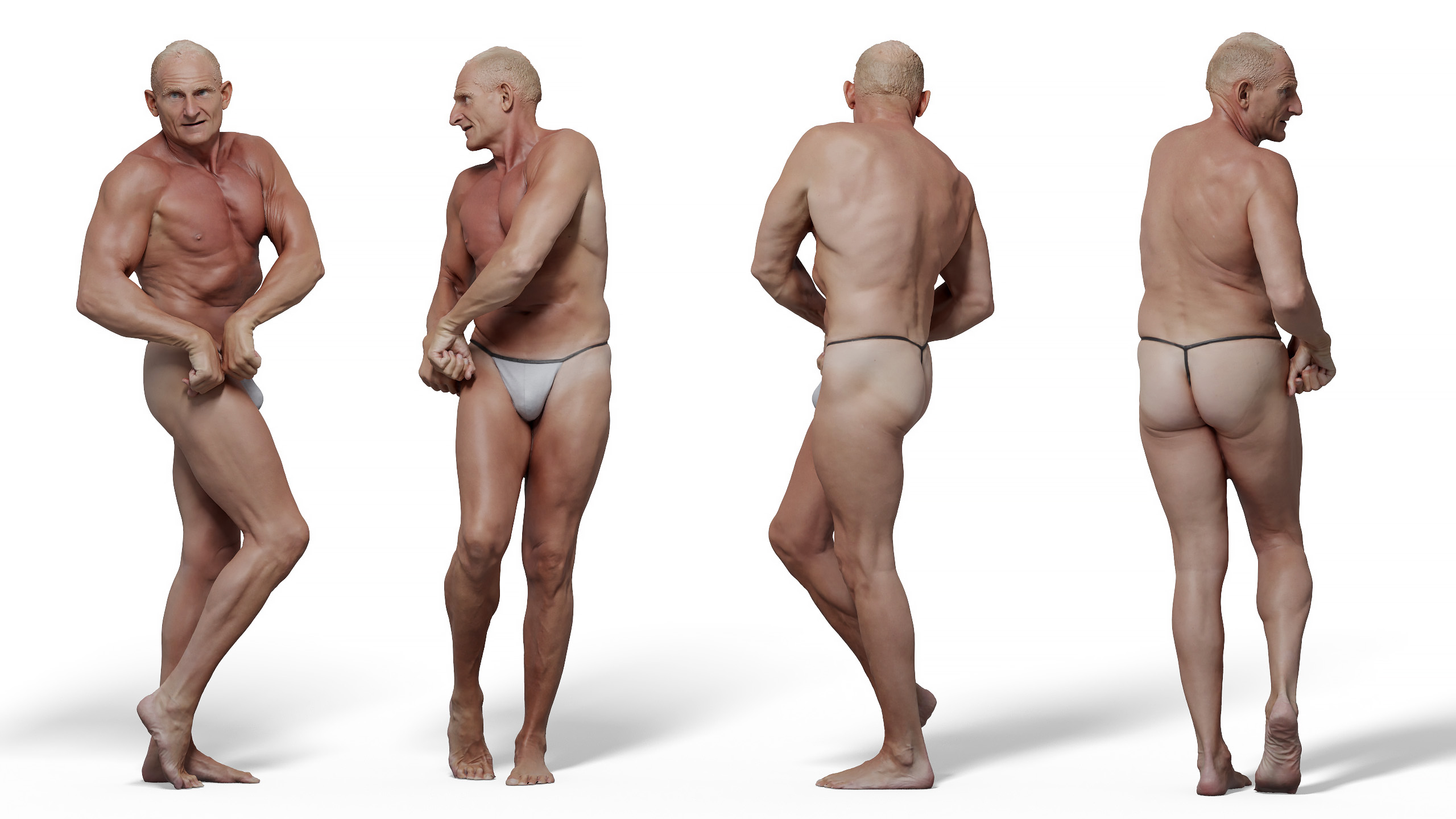 Male Anatomy muscled 3d reference download pose